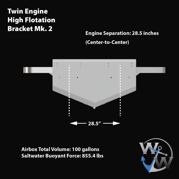 Custom High Flotation Twin Outboard Engine Bracket Mk.2