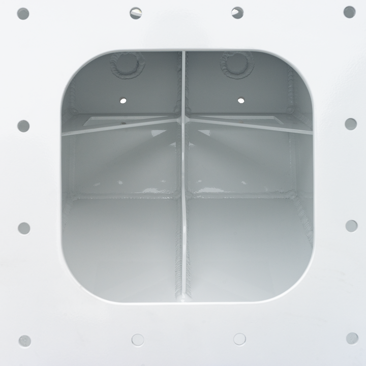 A white metal bracket labeled "Apex Mk. 2 NSP Single Engine Bracket," showing a rectangular shape with rounded top corners, two small circular holes near the top, and multiple mounting points along the edges. The background is transparent with a black checkered pattern