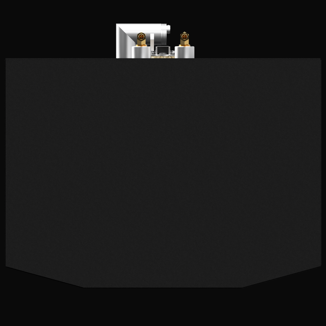 Top view of an 88-gallon fuel tank designed for the Grady-White 22 SeaFearer, featuring two brass fittings at the top for fuel connections, set against a black background