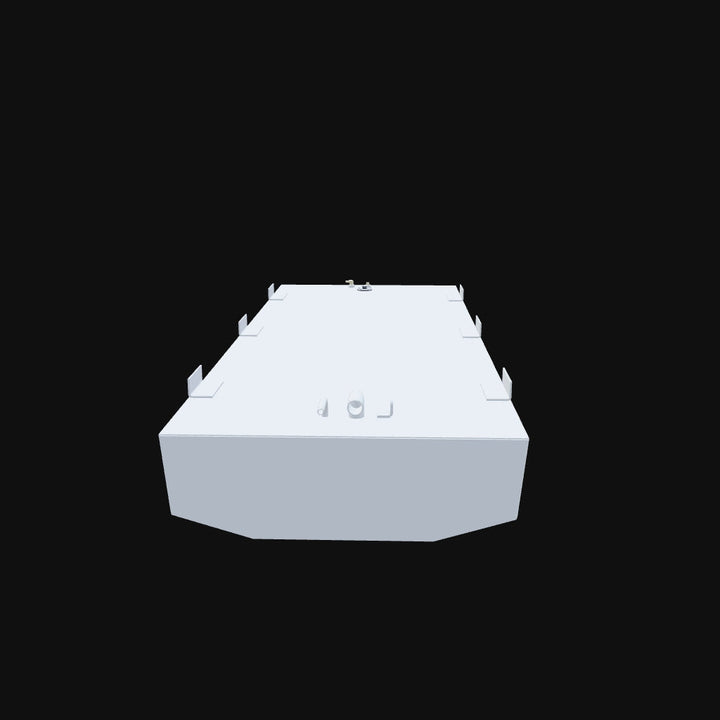 A 3D model of a 2000 Angler 220F boat, model 111, designed for both inshore and offshore fishing with a durable center console layout for versatility