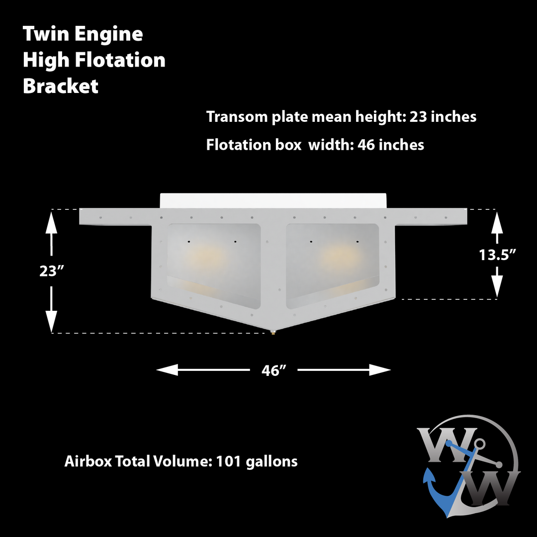Standard High Flotation Twin Outboard Engine Bracket 11° Transom