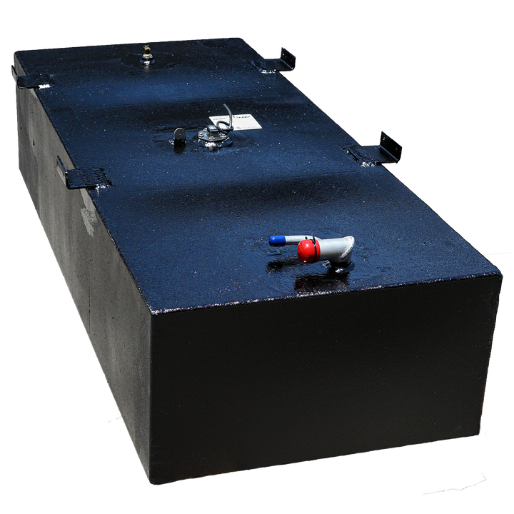 OEM replacement fuel tank for Proline 220, 1998 model, featuring a sleek black design and a fuel gauge on top, designed to hold 98 gallons