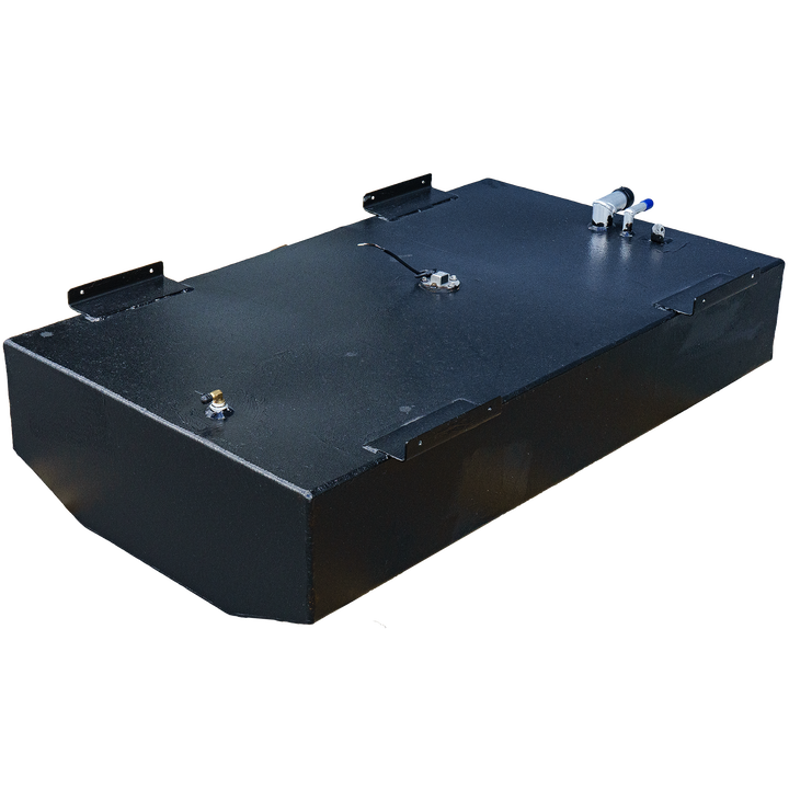 OEM replacement belly fuel tank for Angler 204, 1998 model, featuring a 47-gallon capacity, with a sleek black finish and multiple fittings