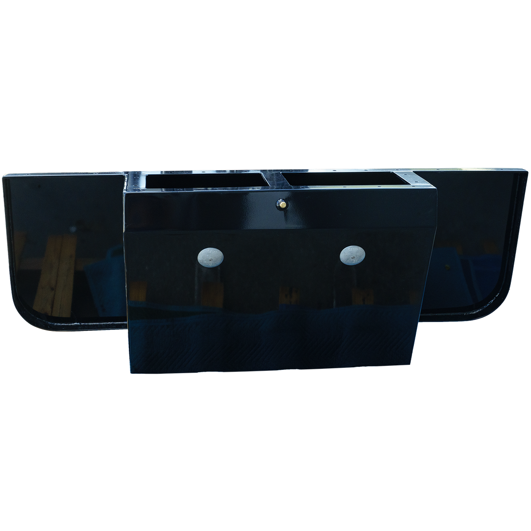 A black, twin-engine bracket from the Apex Mk. II Black Edition, featuring a sleek design with two rectangular openings and a central mounting point, set against a transparent background