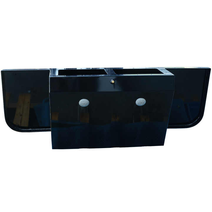 A black, twin-engine bracket from the Apex Mk. II Black Edition, featuring a sleek design with two rectangular openings and a central mounting point, set against a transparent background