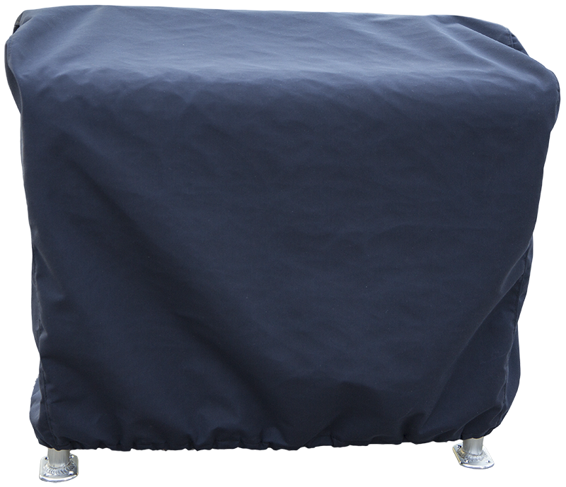 A dark navy blue custom cover draped over a leaning post, featuring elastic edges for a snug fit. The cover is designed to protect the post from the elements, with a smooth, wrinkle-free surface and no visible logos or patterns. The background is transparent