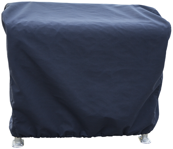 A dark navy blue custom cover draped over a leaning post, featuring elastic edges for a snug fit. The cover is designed to protect the post from the elements, with a smooth, wrinkle-free surface and no visible logos or patterns. The background is transparent