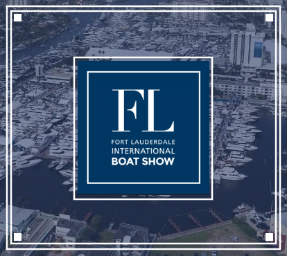 Fort Lauderdale International Boat Show FLIBS logo aerial marina view