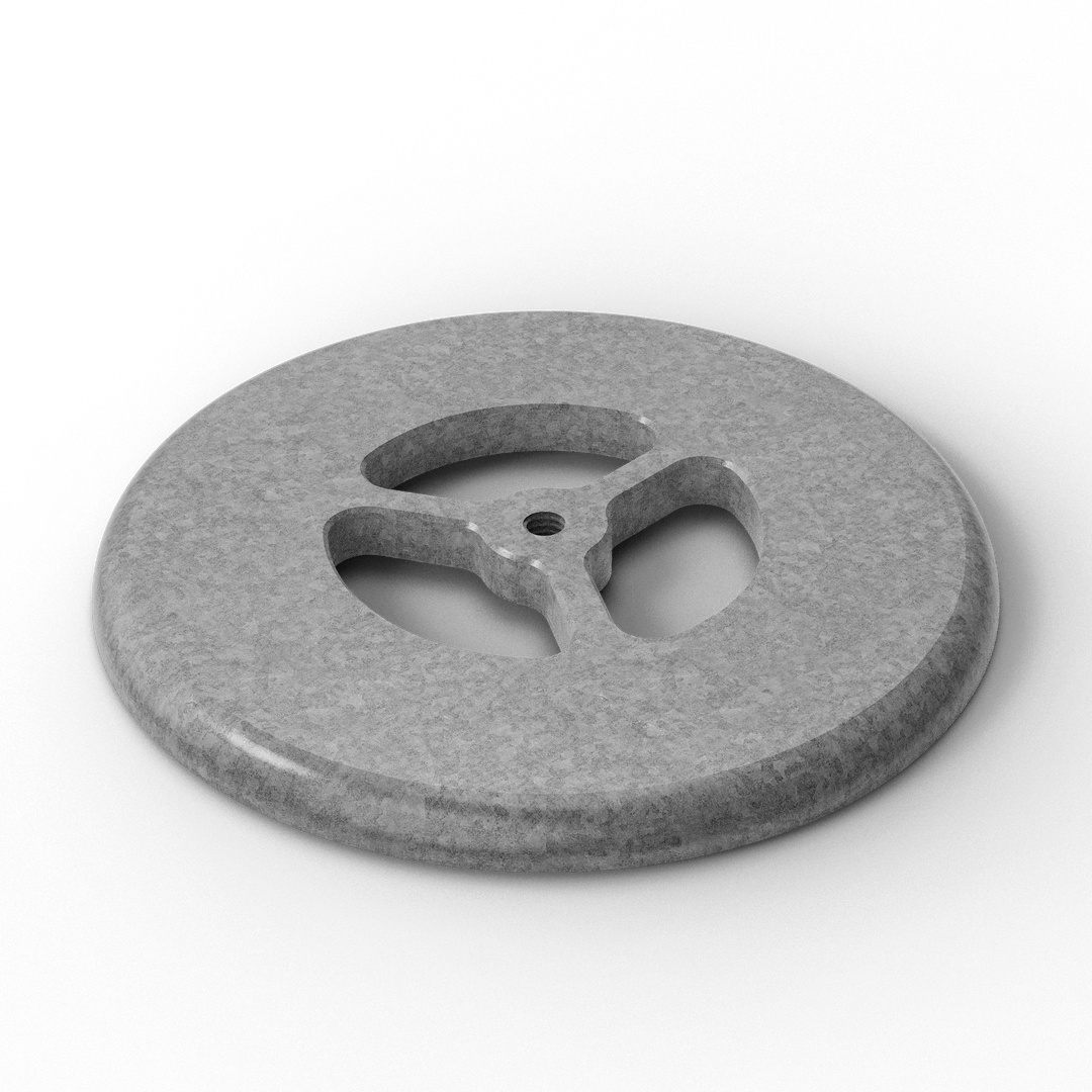 0013 3/8" Thick 6" OD Round Aluminum S-Pad - ISO View