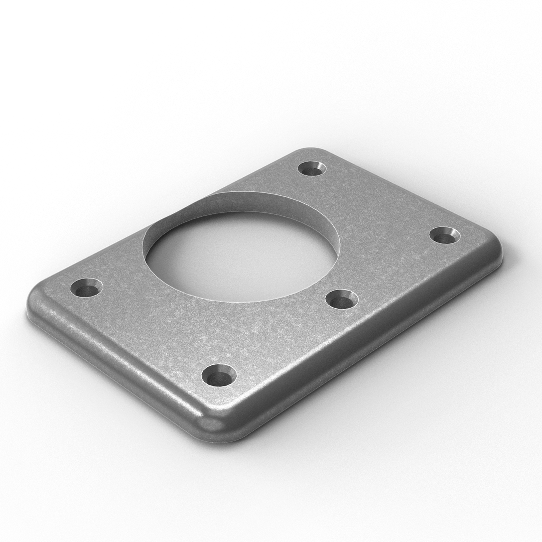0014-L 3/8" Thick 6.25" x 4.375" Rectangular Aluminum Countersunk Pad - ISO View