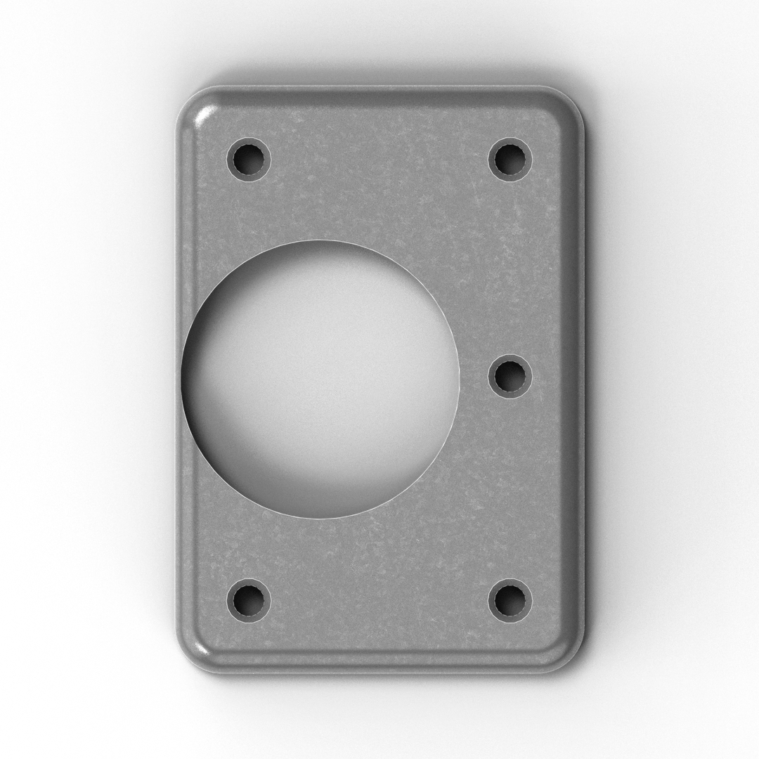 0014-L 3/8" Thick 6.25" x 4.375" Rectangular Aluminum Countersunk Pad - Side Profile