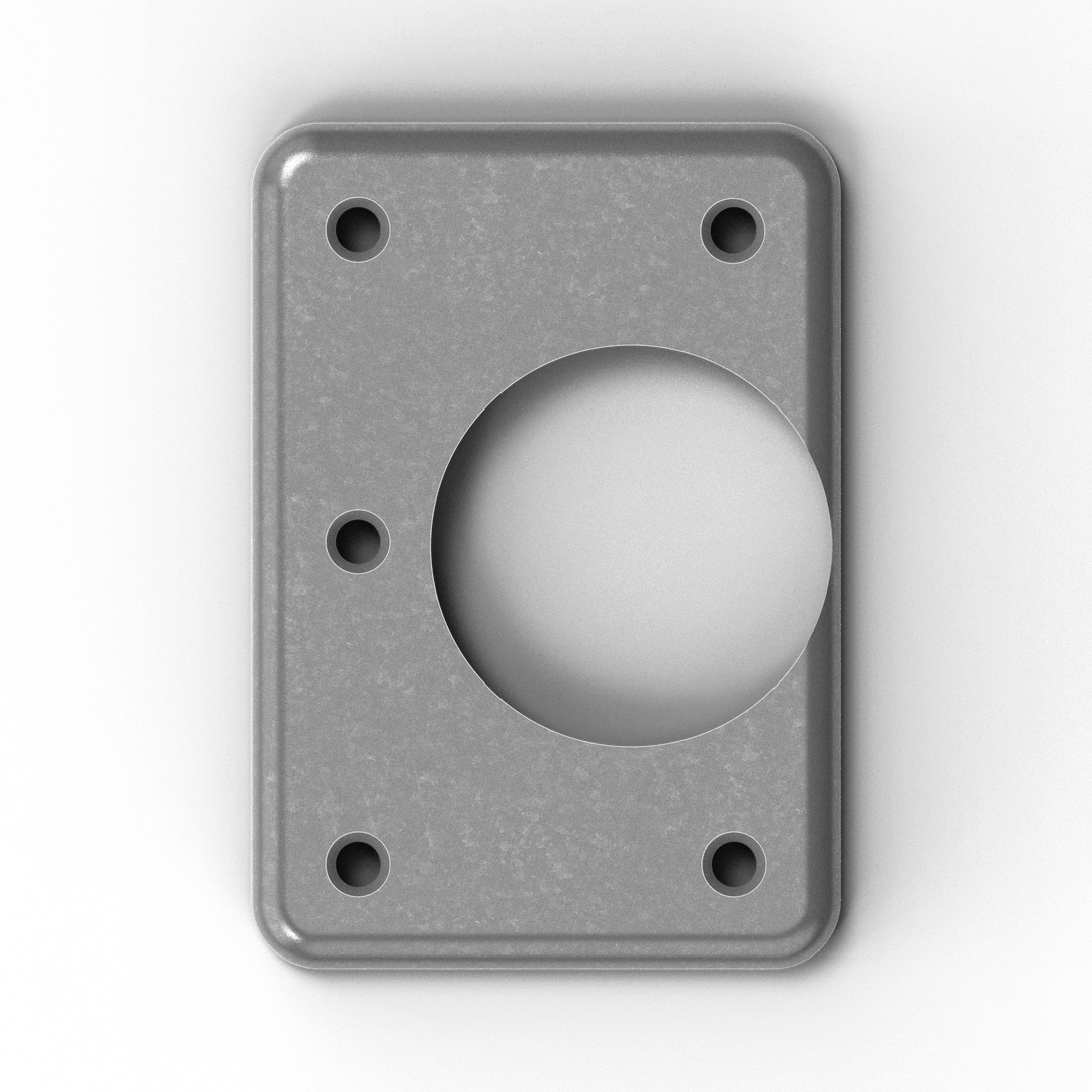 0014-R 3/8" Thick 6.25" x 4.375" Rectangular Aluminum Countersunk Pad - Side Profile