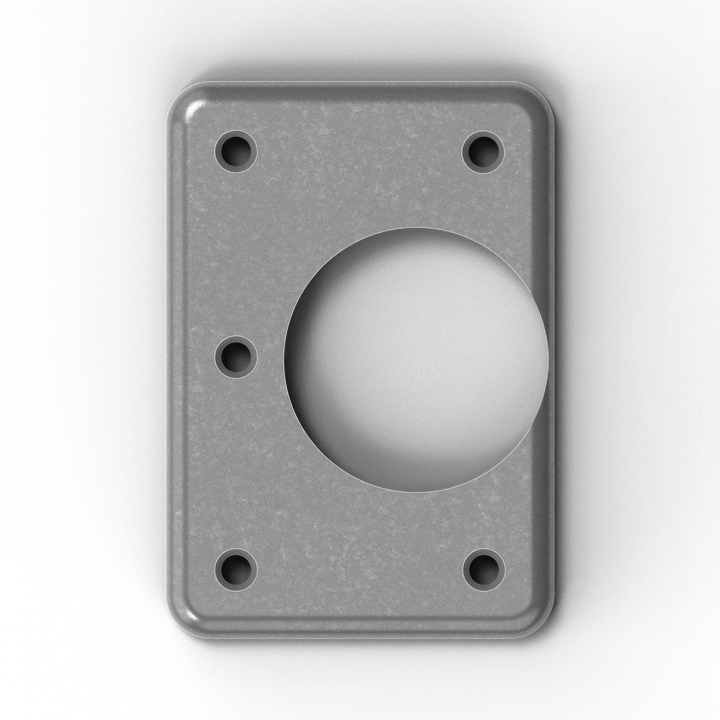 0014-R 3/8" Thick 6.25" x 4.375" Rectangular Aluminum Countersunk Pad - Side Profile