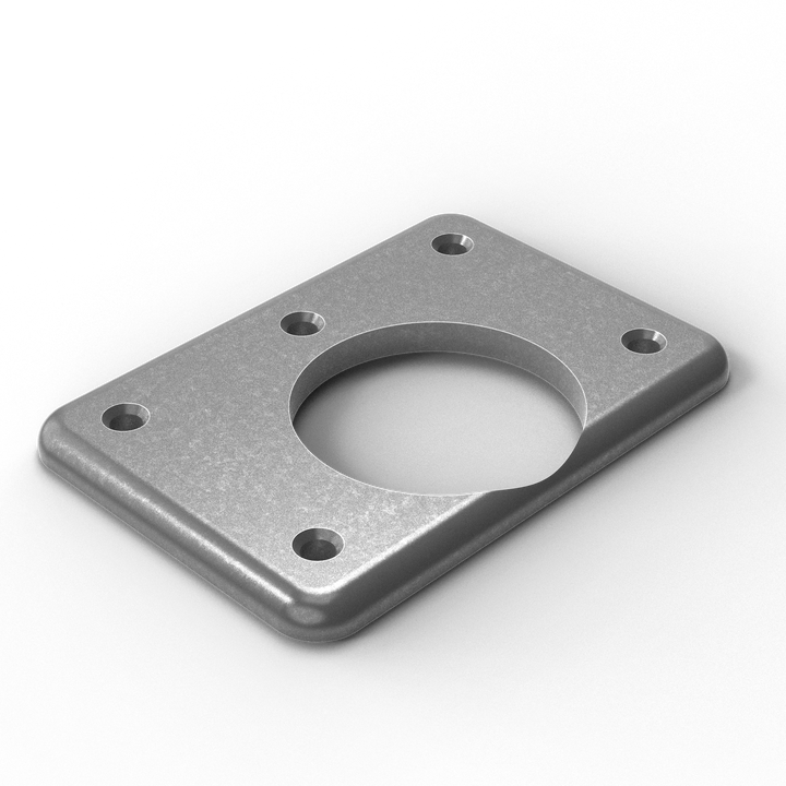 0014-R 3/8" Thick 6.25" x 4.375" Rectangular Aluminum Countersunk Pad - ISO View