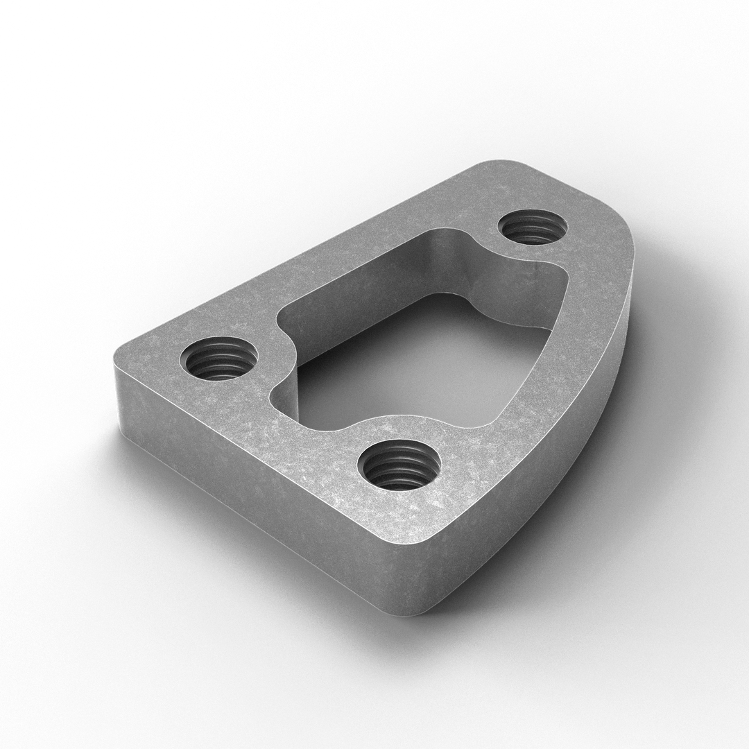 0015 1/2" Thick 3.5" x 2.5" D-Pipe Internal Aluminum Screw Pad - ISO View