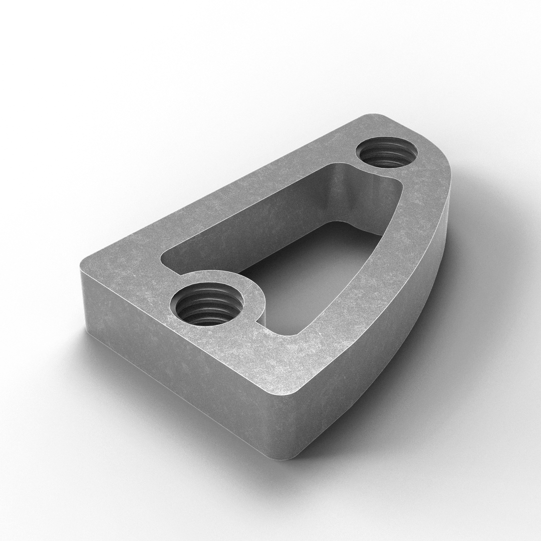 0150 1/2" Thick 3" x 2" D-Pipe Internal Aluminum Screw Pad - ISO View