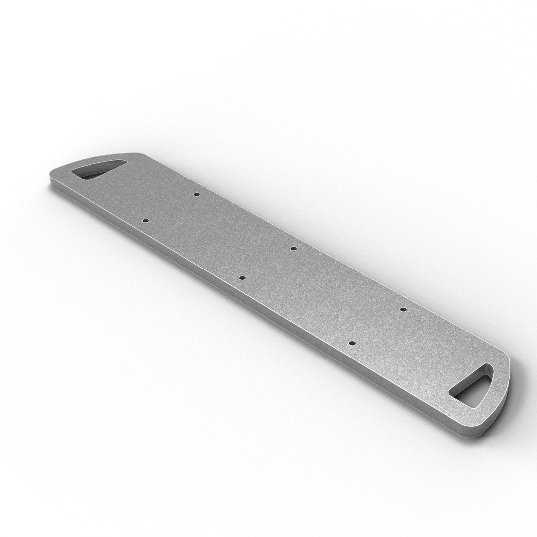 0152 1/2" Thick 22.5" x 4" D-Pipe Aluminum Welding Pad - ISO View