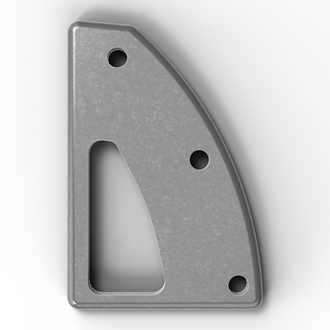 00153-R 3/8" Thick 3" x 2" D-Pipe Aluminum Grommet Pad - Side Profile
