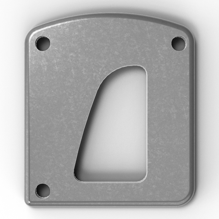 00154-L 3/8" Thick 3" x 2" D-Pipe Aluminum Grommet Pad - Side Profile
