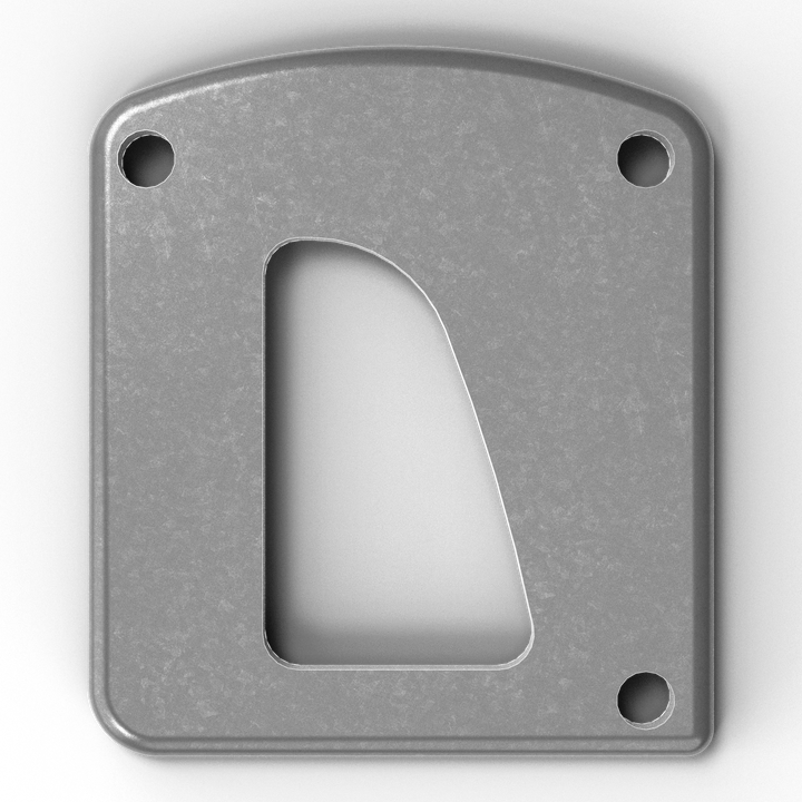 00154-R 1/4" Thick 3" x 2" D-Pipe Aluminum Grommet Pad - Side Profile