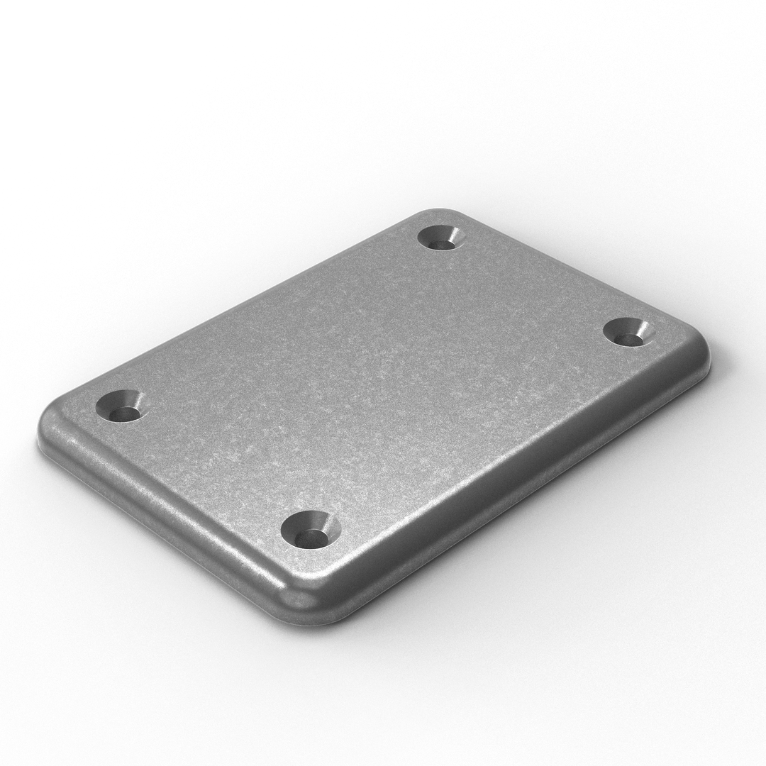 0155 3/8" Thick 6" x 4.25" Rectangular Aluminum Countersunk Pad - ISO View