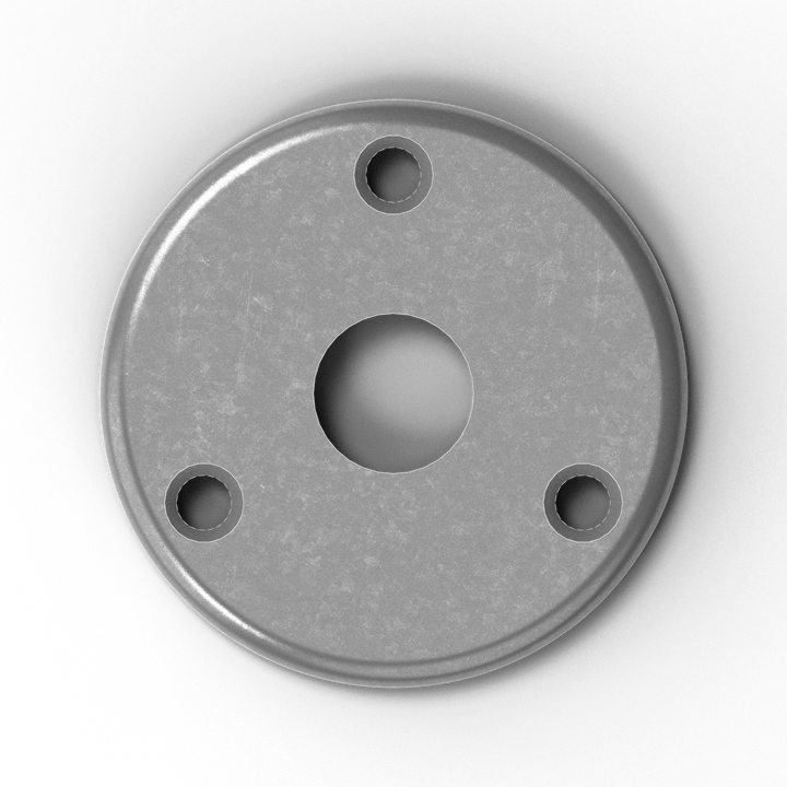 3.5" OD Round 6061 Aluminum Backing Plate | 3" ID Hole | 1.0" Thick | 3-Hole Pattern