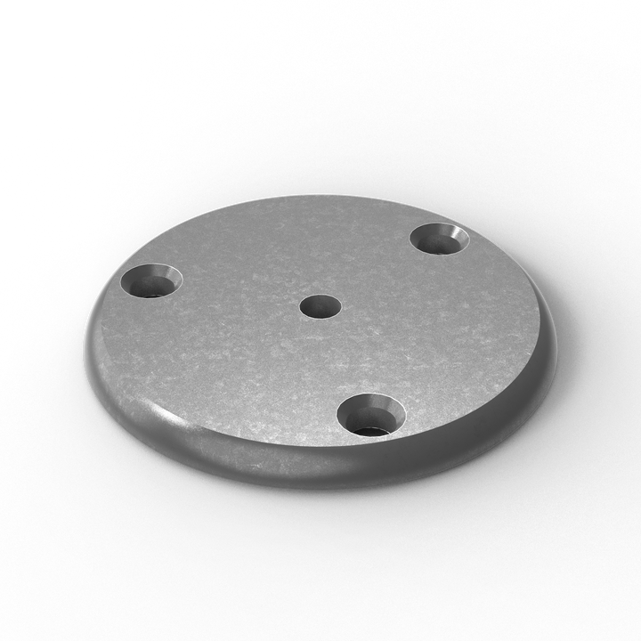 0157 1/4" Thick 3.5" OD Round Aluminum Countersunk Pad - ISO View
