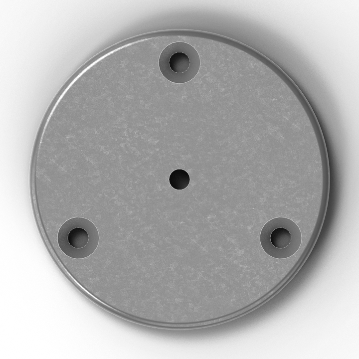 4" OD Round 6061 Aluminum Backing Plate | 3/8" Thick | 3-Hole Pattern