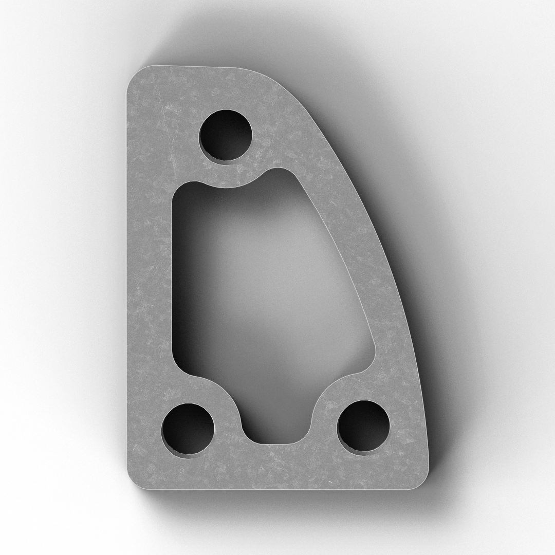 0015 1/2" Thick 3.5" x 2.5" D-Pipe Internal Aluminum Screw Pad - Side Profile