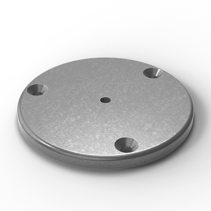 0162 3/8" Thick 5" OD Round Aluminum Backing Plate - ISO View