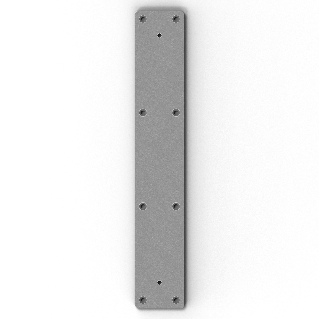 0165 3" x 18" Aluminum Leaning Post Pad - Side Profile