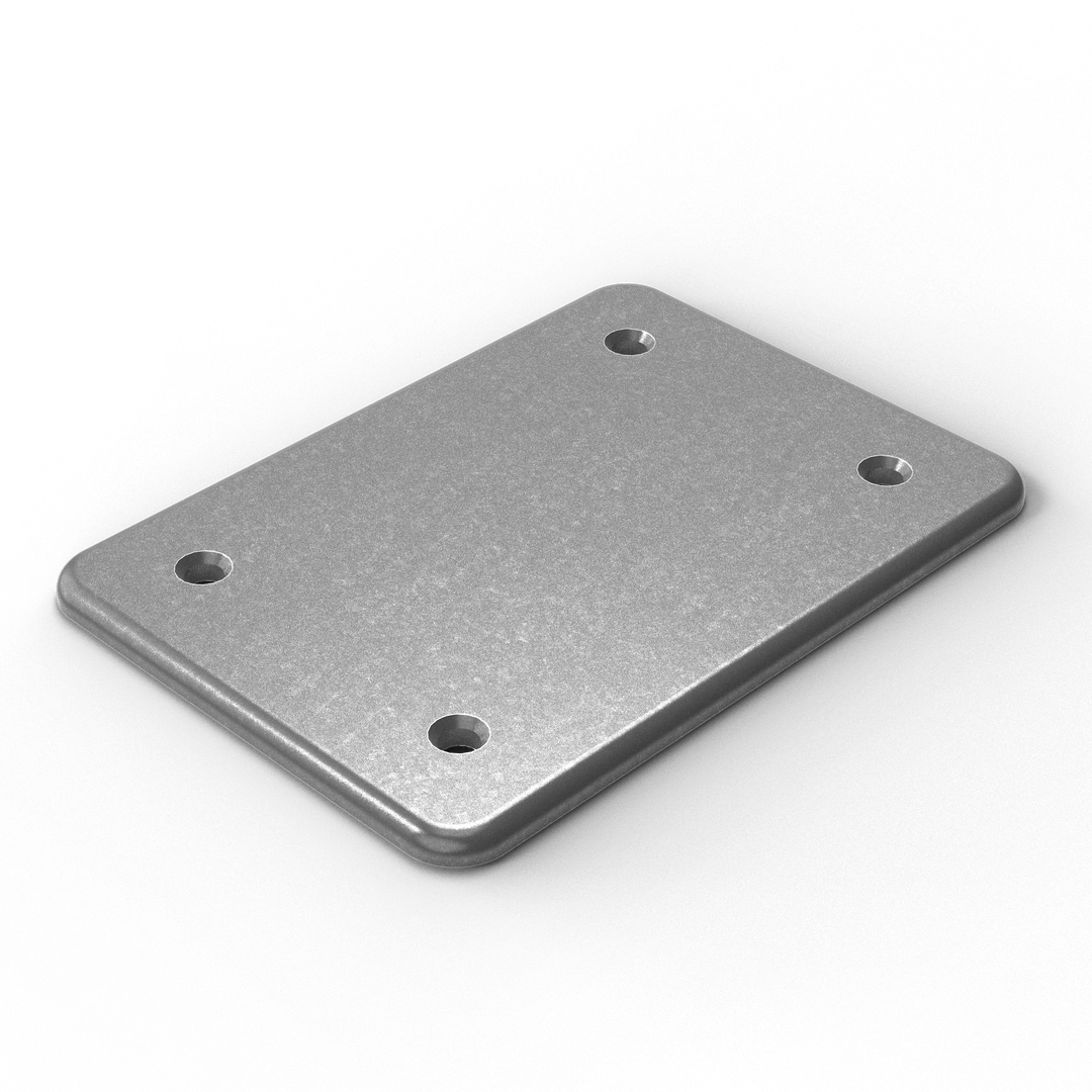 0178 1/4" 5" x 7" Rectangular Aluminum Countersunk Pad - ISO View