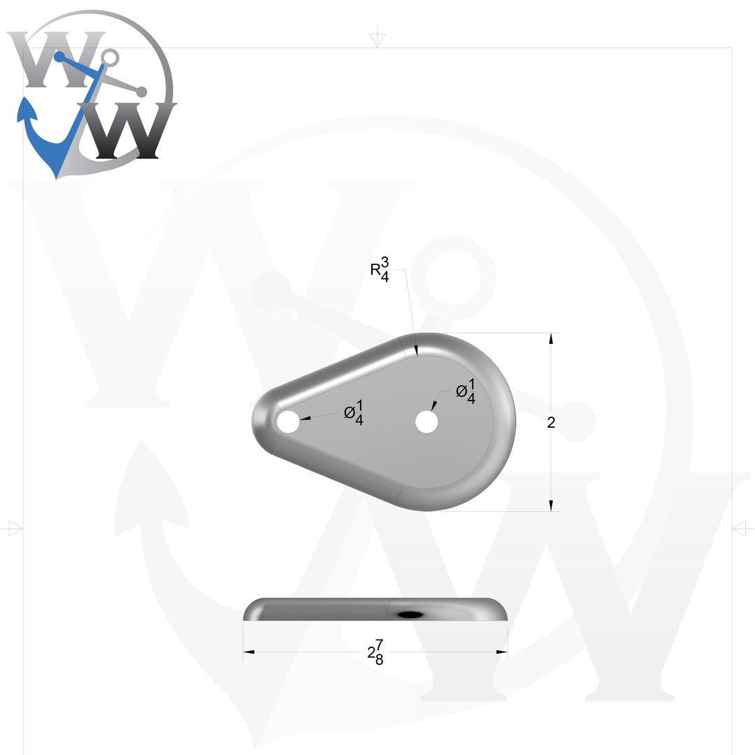 0.25 x 2.875 x 2 Handrail Feet