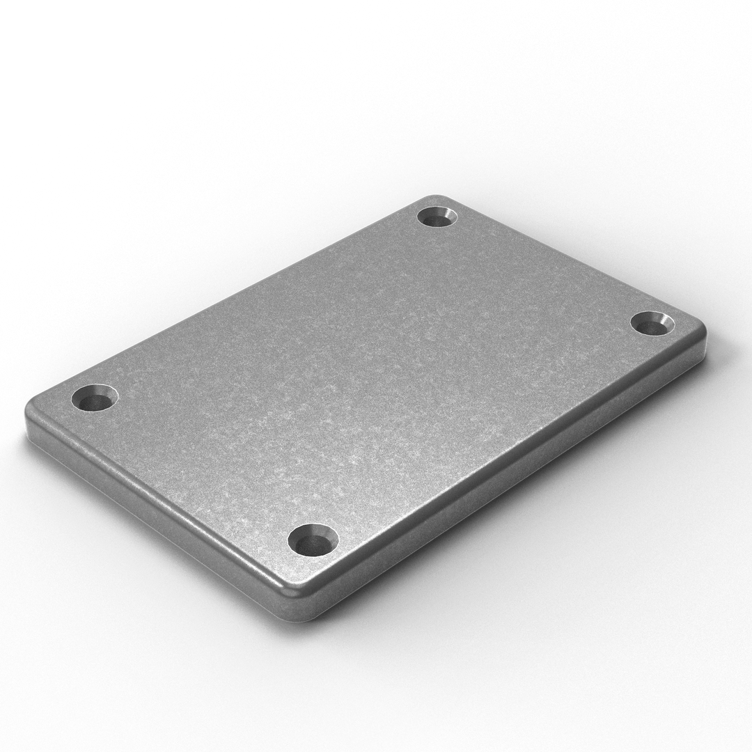 0179 3/8" 4" x 6" Rectangular Aluminum Countersunk Pad - ISO View
