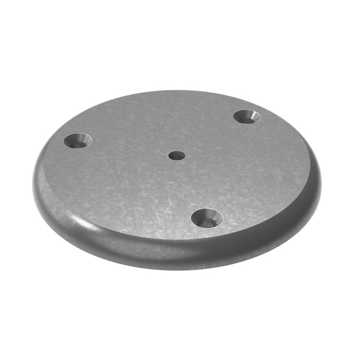 0018 3/8" Thick 4.5" OD Round Aluminum Countersunk Pad - ISO View