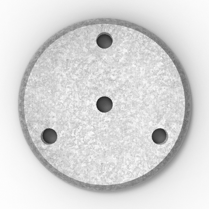 4" OD Round 6061 Aluminum Backing Plate | 3/8" Thick | 4-Hole Pattern