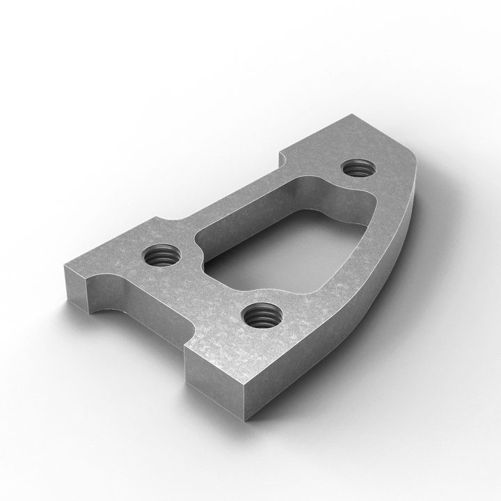 0021 1/2" 5" x 3.5" D-Pipe Aluminum Screw Pad - ISO View