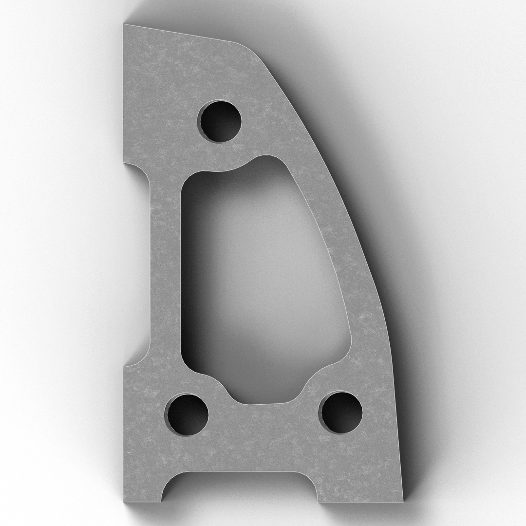 0021 1/2" 5" x 3.5" D-Pipe Aluminum Screw Pad - Side Profile