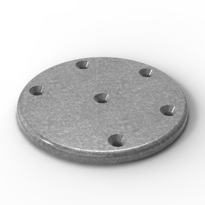 0030 3/8" Thick 6.125" OD Round Aluminum Countersunk Pad - ISO View