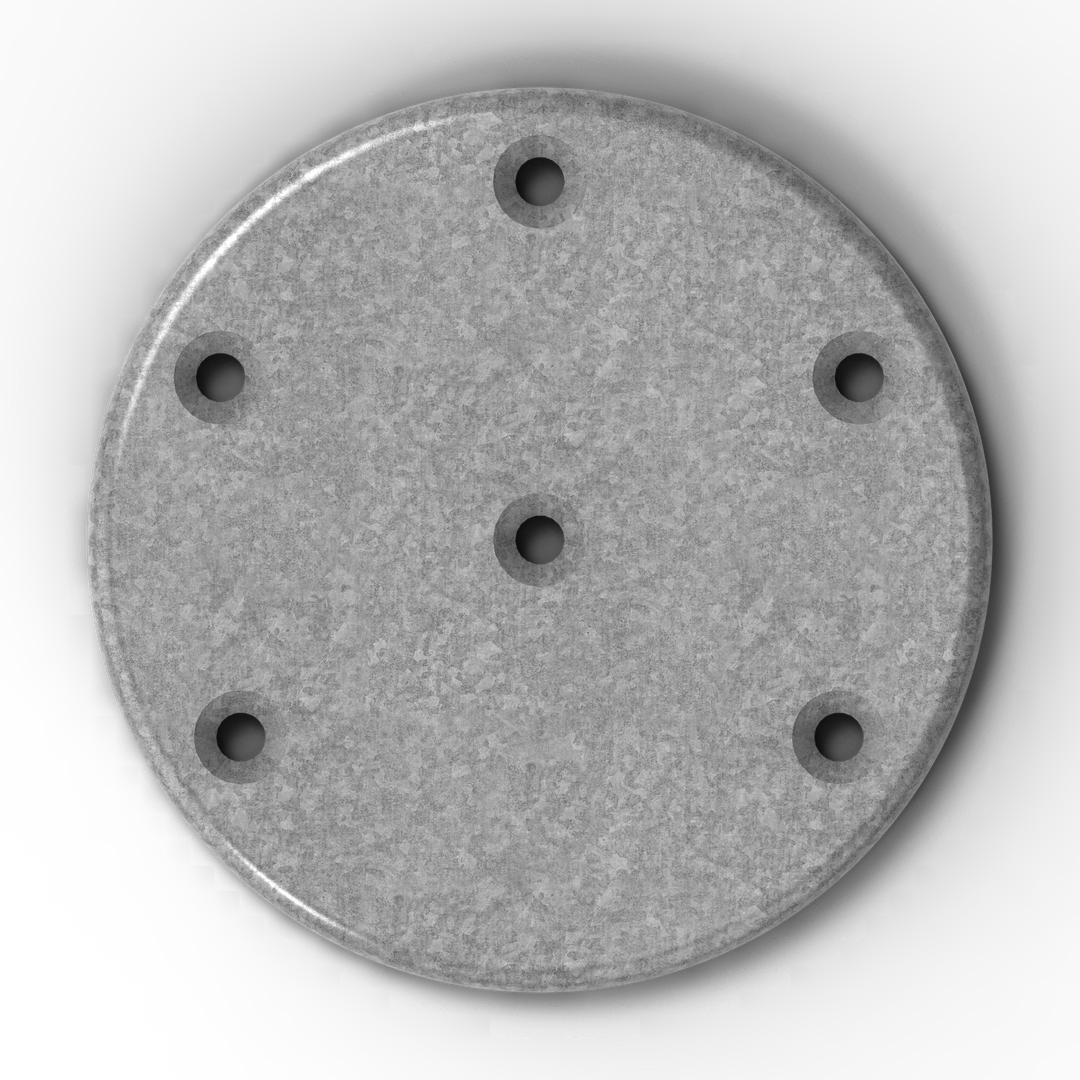 6" OD Round 6061 Aluminum Backing Plate | 3/8" Thick | 6-Hole Pattern