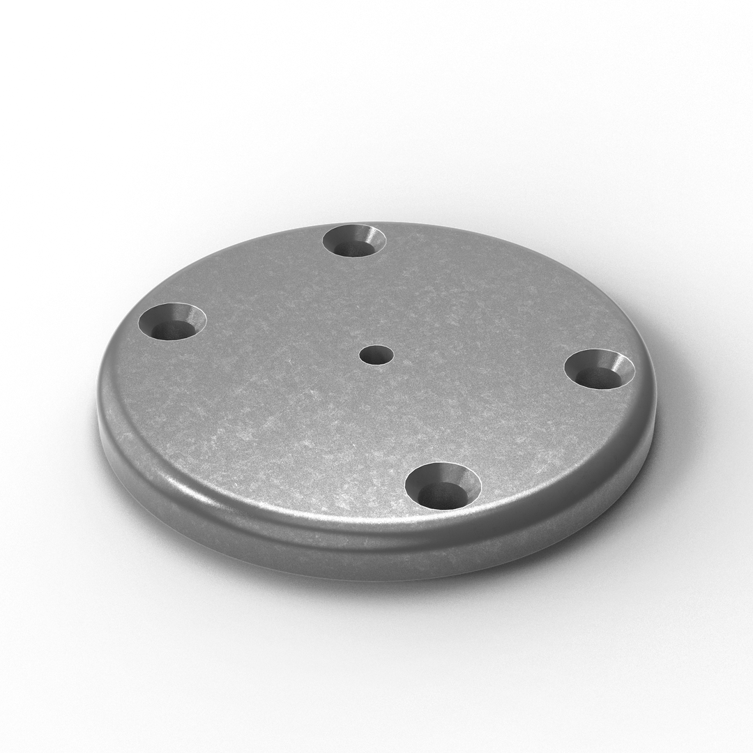 0050 3/8" Thick 4" OD Round Aluminum Countersunk Pad - ISO View