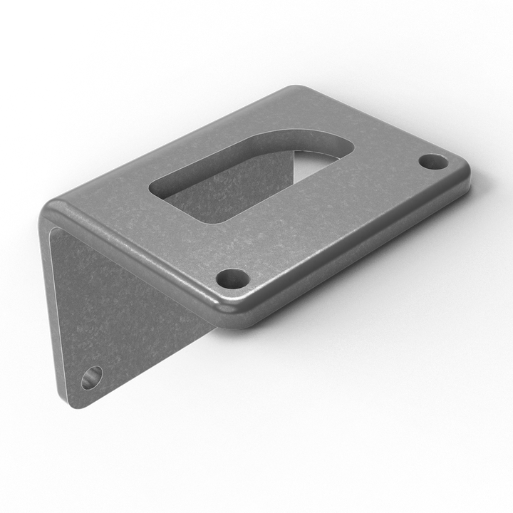 0060-L 3/8" 7.5" x 5" D-Pipe Aluminum Bent Grommet Pad - ISO View