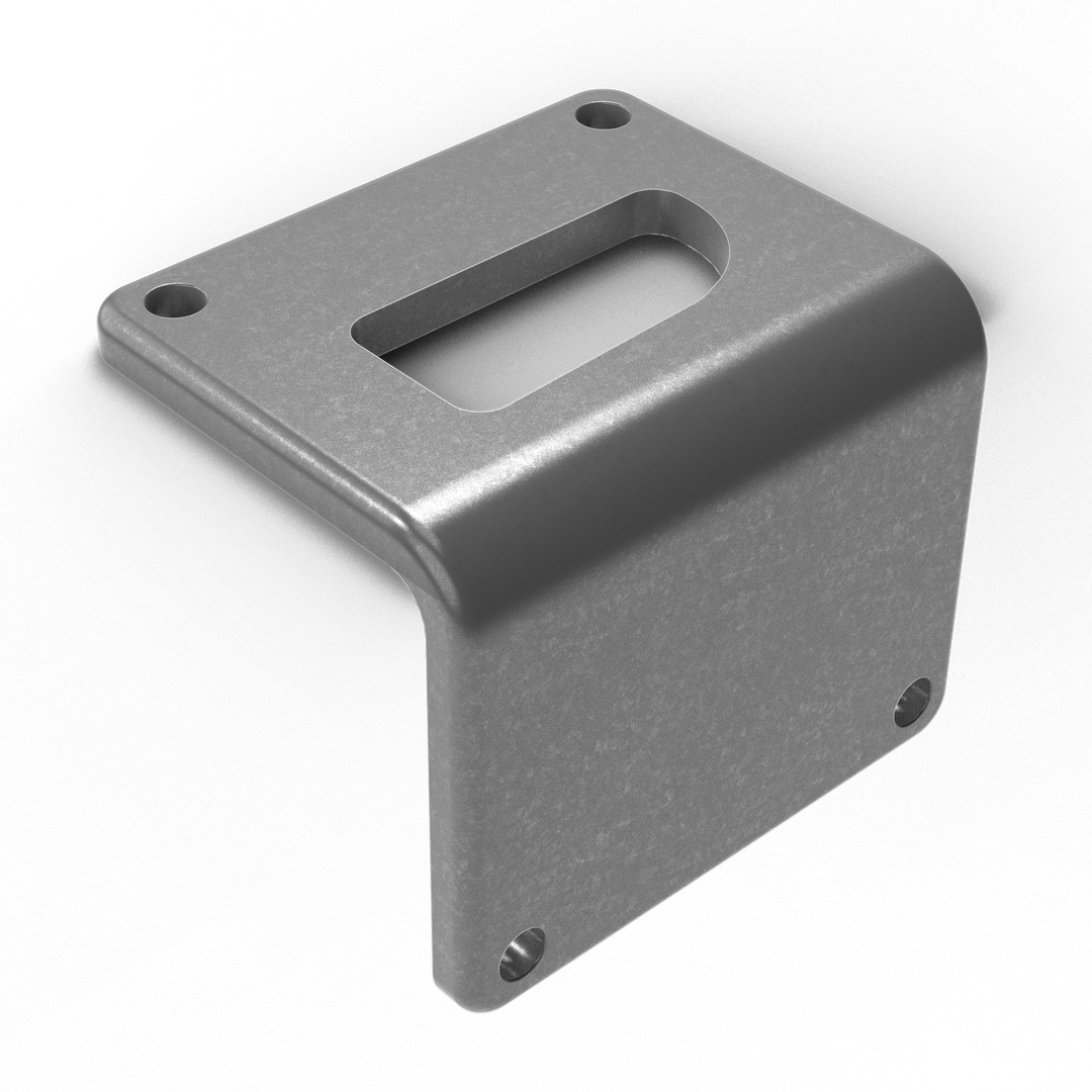 0060-R 3/8" 7.5" x 5" D-Pipe Aluminum Bent Grommet Pad - ISO View