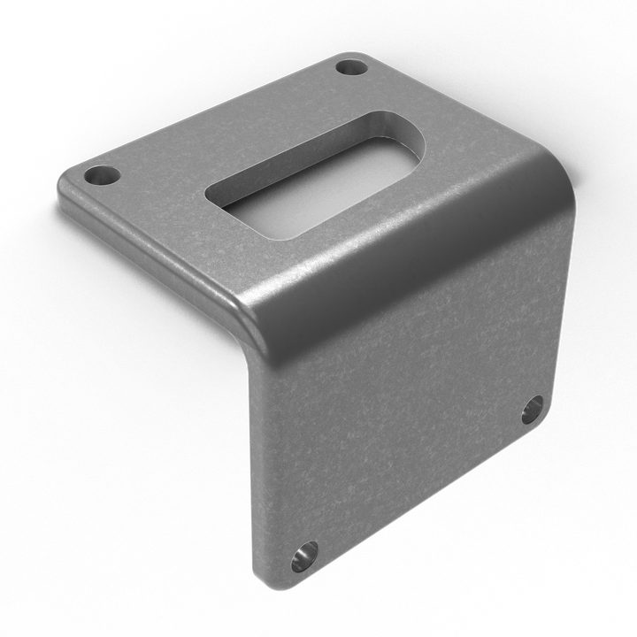 0060-R 3/8" 7.5" x 5" D-Pipe Aluminum Bent Grommet Pad - ISO View