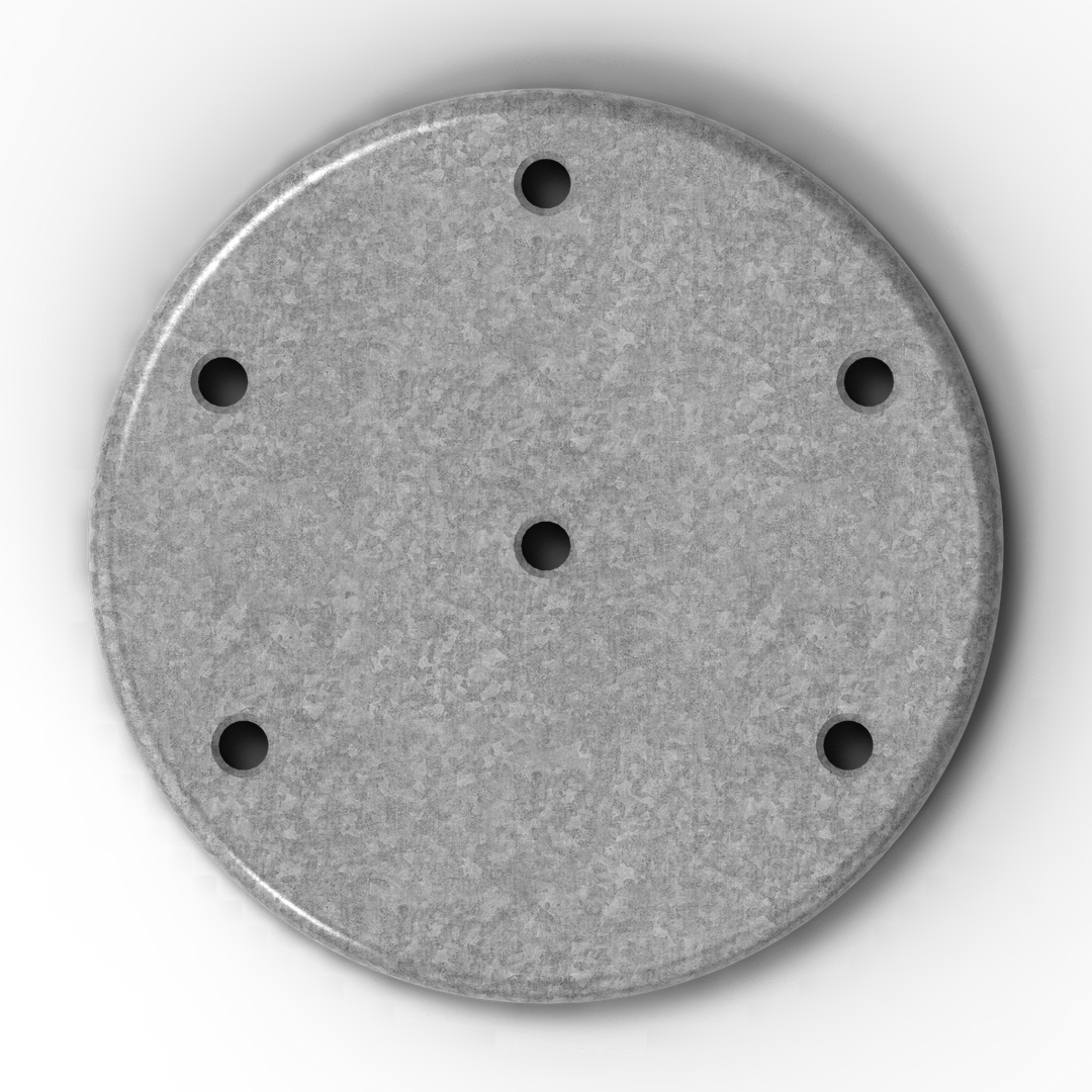 0067 3/8" Thick 6" OD Round Aluminum Countersunk Pad - Side Profile