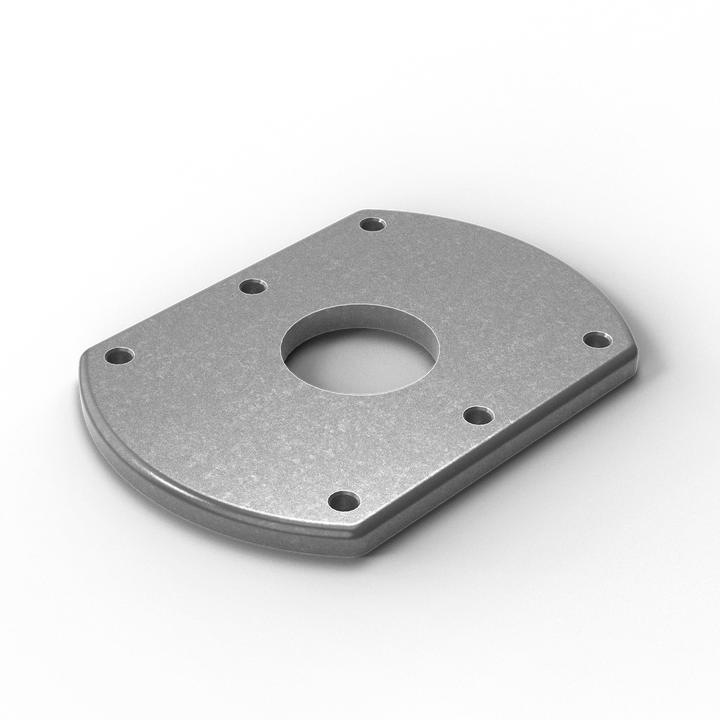 0069-A 3/8" Thick 7" x 5" Oblong Aluminum Countersunk Pad - ISO View