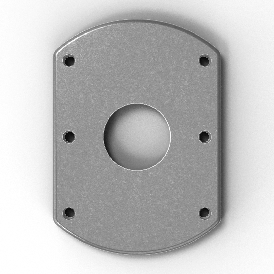 0069-A 3/8" Thick 7" x 5" Oblong Aluminum Countersunk Pad - Side Profile
