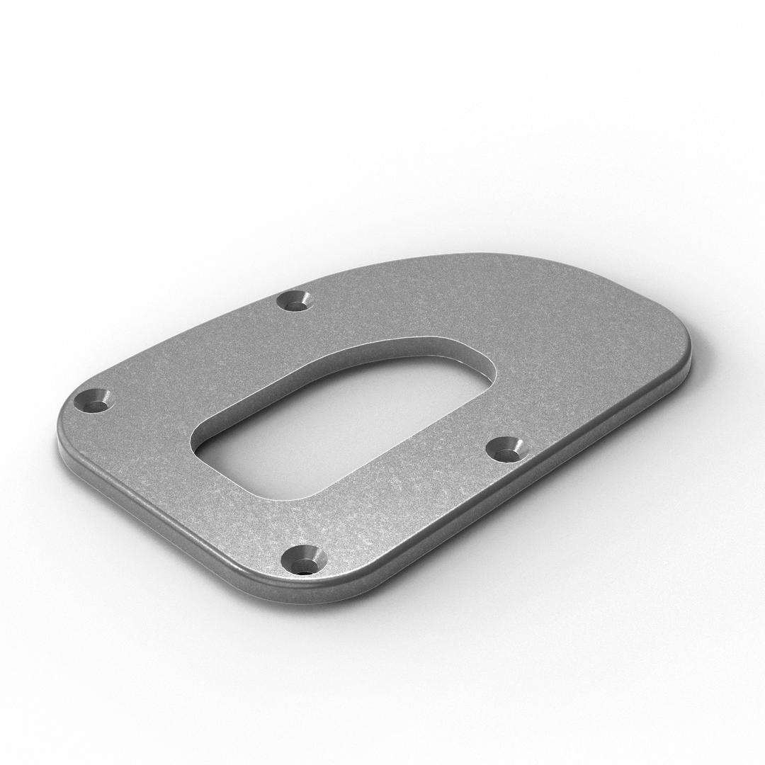 0070-L 3/8" 9.5" x 6.5" D-Pipe Aluminum Countersunk Pad - ISO View