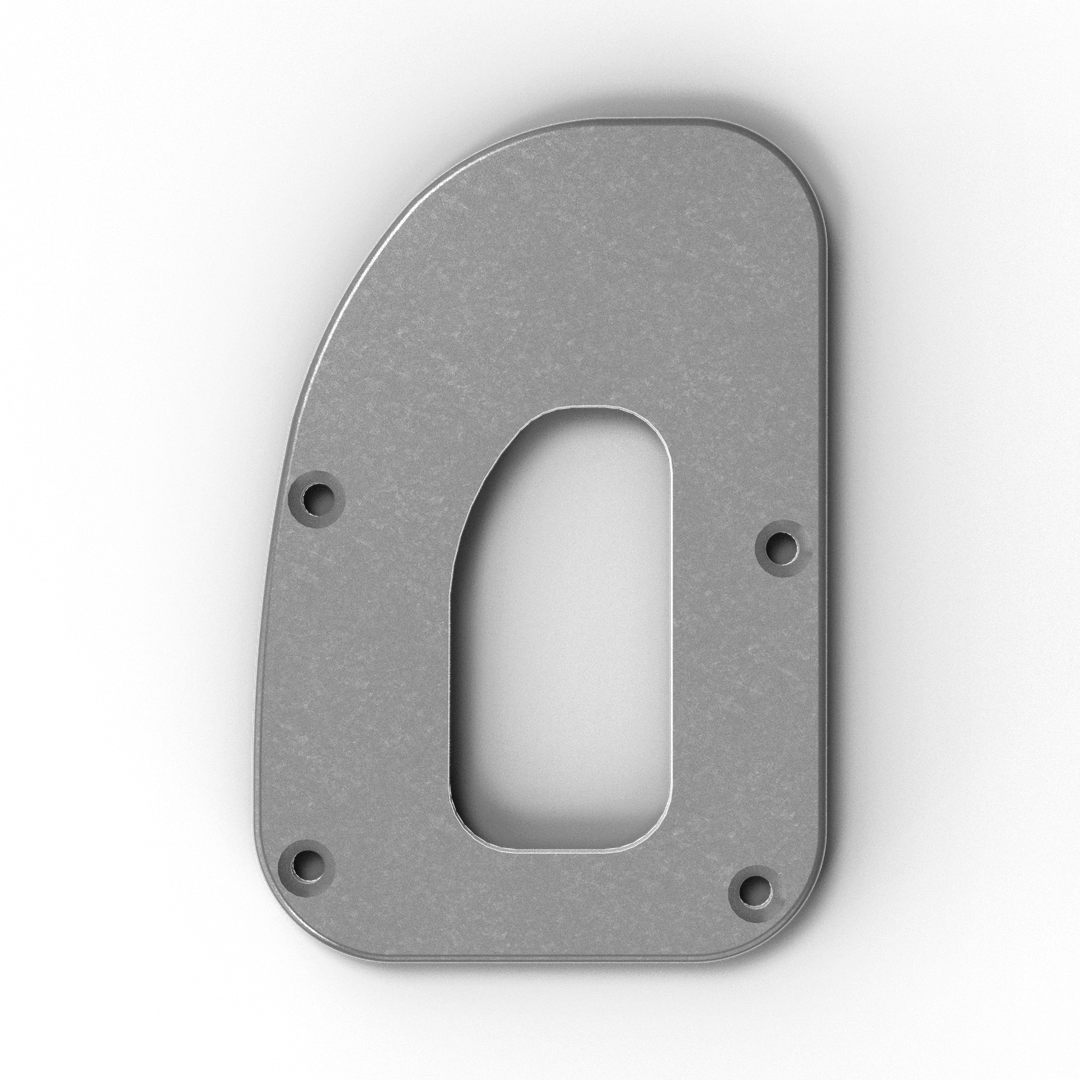 0070-L 3/8" 9.5" x 6.5" D-Pipe Aluminum Countersunk Pad - Side Profile