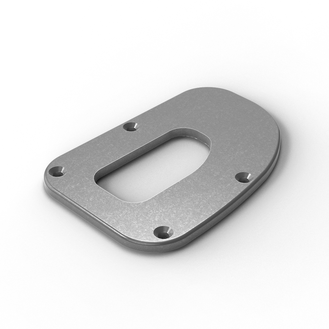 0070-R 3/8" 9.5" x 6.5" D-Pipe Aluminum Countersunk Pad - ISO View